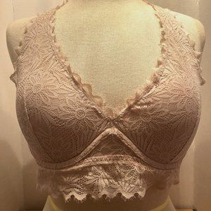 Victoria's Secret PINK Lace Halter Padded Bralette - Size L - Blush Color
